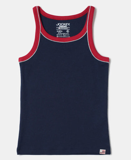 Super Combed Cotton Rib Fabric Sleeveless Vest - Assorted Colors-14