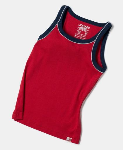 Super Combed Cotton Rib Fabric Sleeveless Vest - Assorted Colors-5