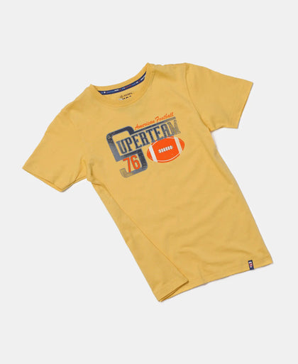 Super Combed Cotton Graphic Printed Half Sleeve T-Shirt - Corn Silk Printed-5