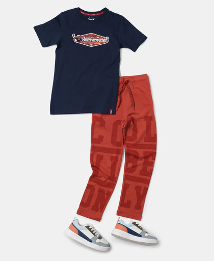 Super Combed Cotton Graphic Printed Half Sleeve T-Shirt - Navy Printed-4
