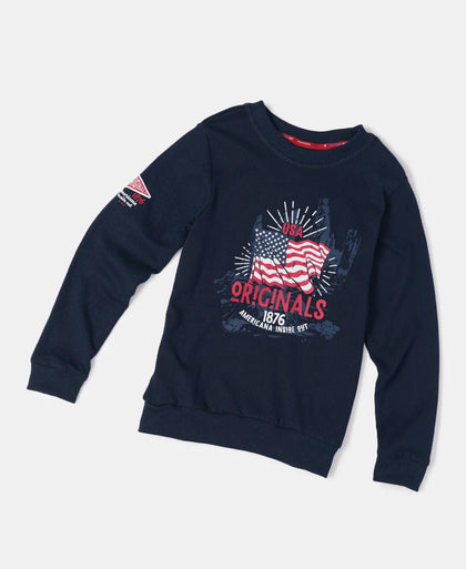 Super Combed Cotton Rich Graphic Printed Sweatshirt - Navy-5
