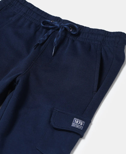 Super Combed Cotton Rich Cargo Pants with Cuffed Hem - Navy-3