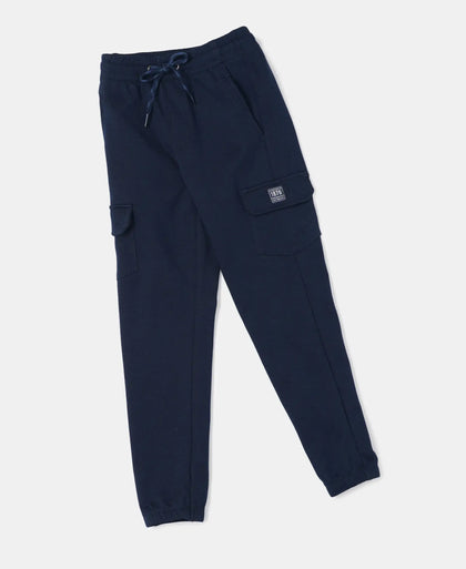 Super Combed Cotton Rich Cargo Pants with Cuffed Hem - Navy-5