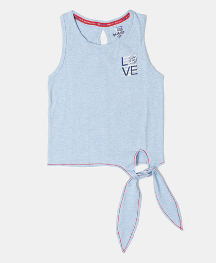 Super Combed Cotton Elastane Graphic Printed Tank Top - Sky Blue Melange Printed-1