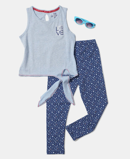 Super Combed Cotton Elastane Graphic Printed Tank Top - Sky Blue Melange Printed-4