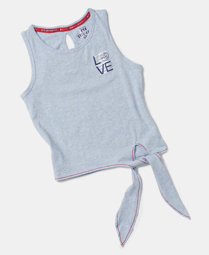 Super Combed Cotton Elastane Graphic Printed Tank Top - Sky Blue Melange Printed-5