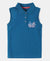 Super Combed Cotton Elastane Polo Neck Graphic Printed Tank Top - Maxi Blue-1
