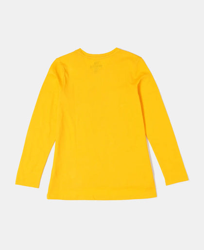 Super Combed Cotton Graphic Printed Full Sleeve T-Shirt - Spectra Yellow-2