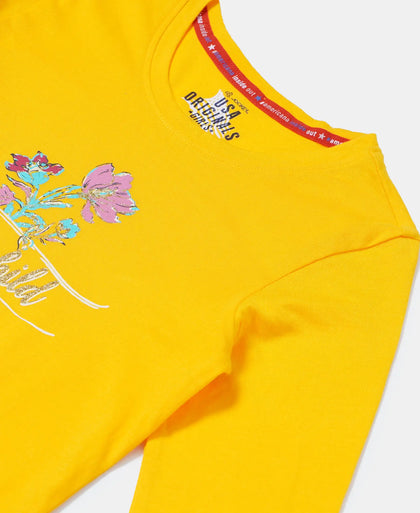Super Combed Cotton Graphic Printed Full Sleeve T-Shirt - Spectra Yellow-3