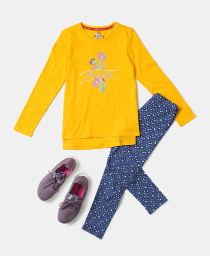 Super Combed Cotton Graphic Printed Full Sleeve T-Shirt - Spectra Yellow-4