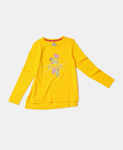 Super Combed Cotton Graphic Printed Full Sleeve T-Shirt - Spectra Yellow-5