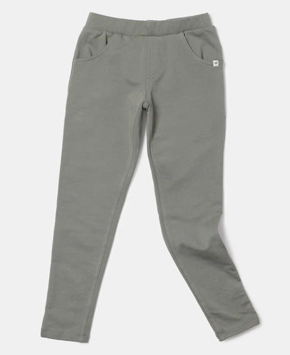 Super Combed Cotton Elastane French Terry Solid Jeggings - Sea Spray-5