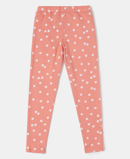 Super Combed Cotton Elastane French Terry Printed Jeggings - Burnt Coral Print-2
