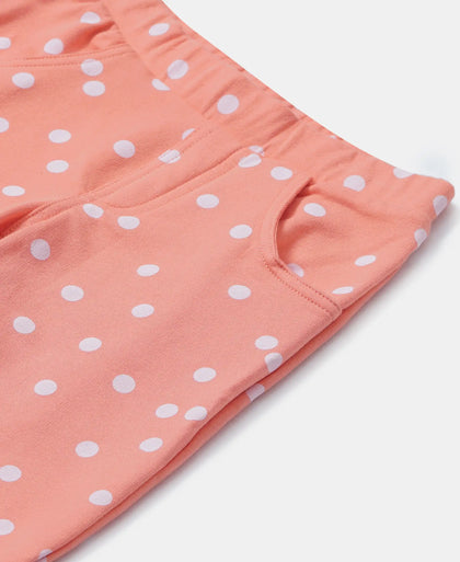 Super Combed Cotton Elastane French Terry Printed Jeggings - Burnt Coral Print-3