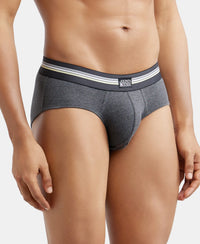 Super Combed Cotton Elastane Printed Brief with Ultrasoft Waistband - Charcoal Melange Print-4