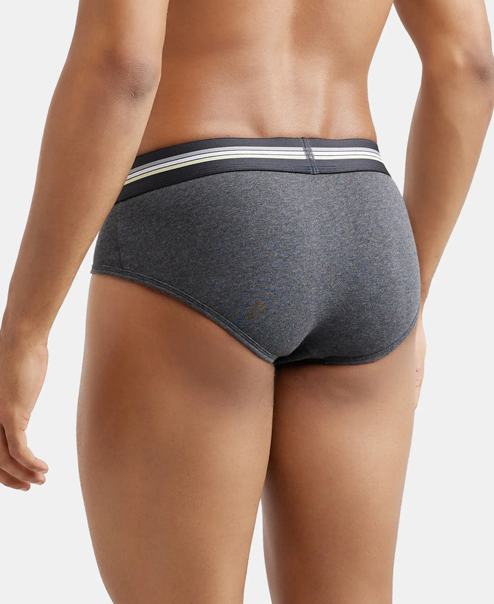 Super Combed Cotton Elastane Printed Brief with Ultrasoft Waistband - Charcoal Melange Print-6