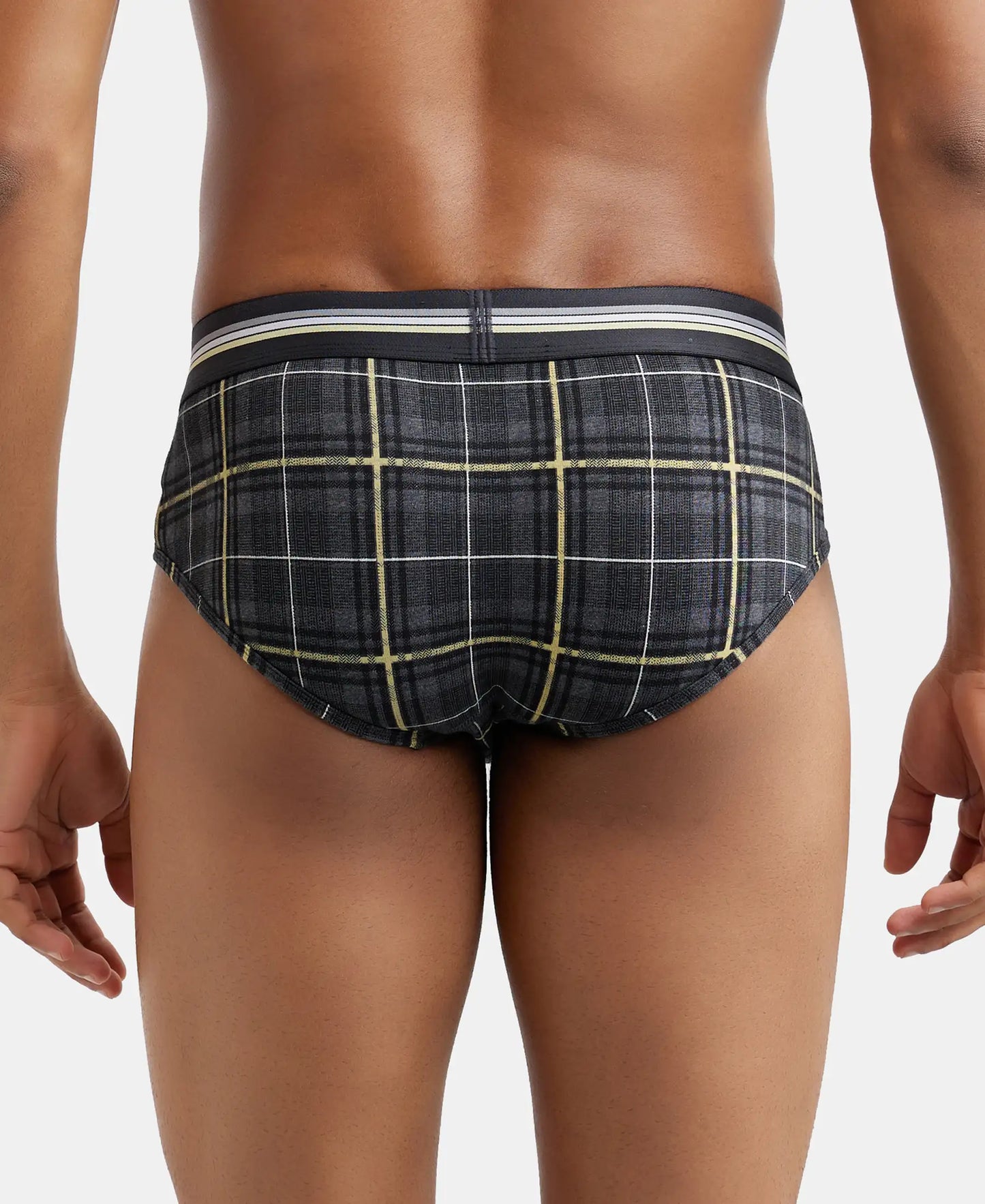 Super Combed Cotton Elastane Printed Brief with Ultrasoft Waistband - Charcoal Melange Print-7