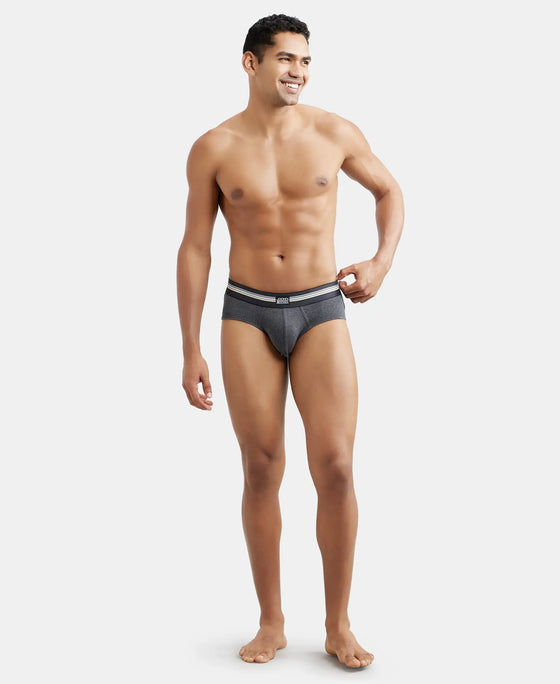 Super Combed Cotton Elastane Printed Brief with Ultrasoft Waistband - Charcoal Melange Print-8
