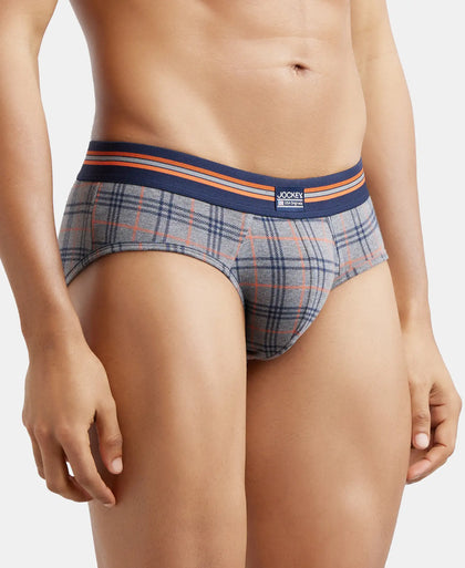 Super Combed Cotton Elastane Printed Brief with Ultrasoft Waistband - Navy Print-5