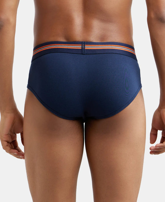 Super Combed Cotton Elastane Printed Brief with Ultrasoft Waistband - Navy Print-6