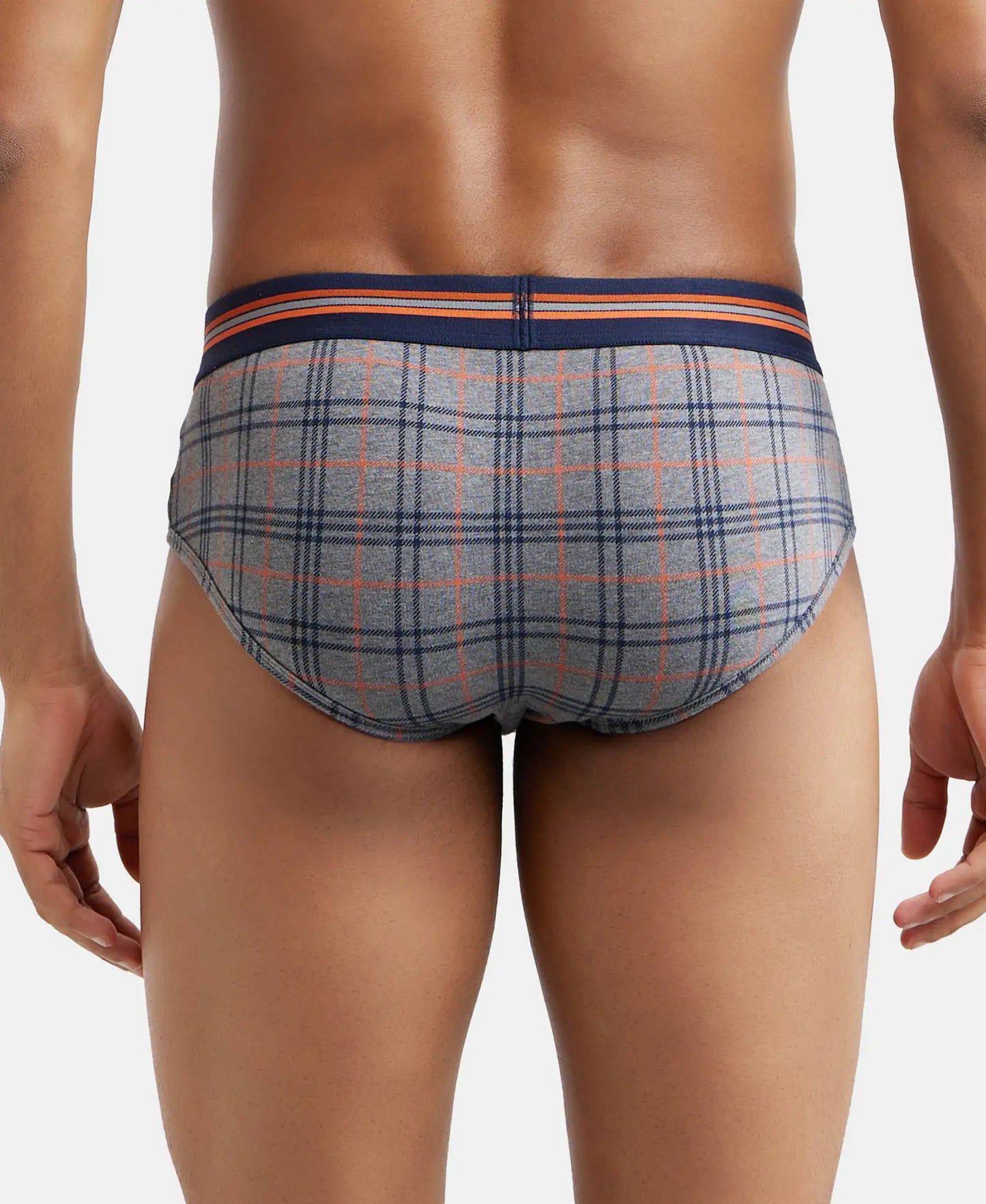 Super Combed Cotton Elastane Printed Brief with Ultrasoft Waistband - Navy Print-7