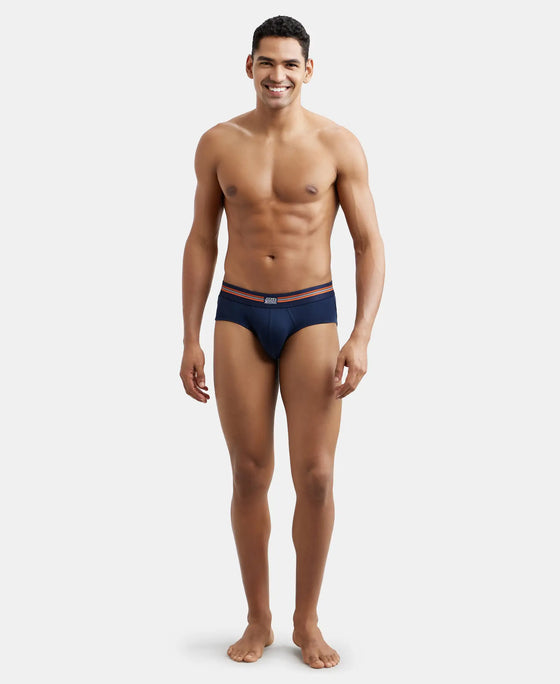 Super Combed Cotton Elastane Printed Brief with Ultrasoft Waistband - Navy Print-8