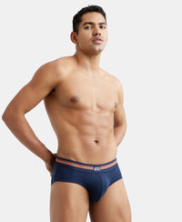 Super Combed Cotton Elastane Printed Brief with Ultrasoft Waistband - Navy Print-10