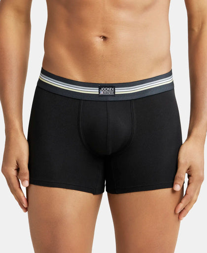 Super Combed Cotton Elastane Printed Trunk with Ultrasoft Waistband - Black print-2