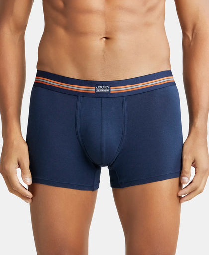 Super Combed Cotton Elastane Printed Trunk with Ultrasoft Waistband - Navy Print-2