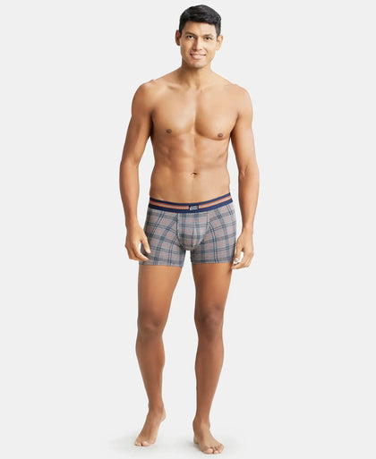 Super Combed Cotton Elastane Printed Trunk with Ultrasoft Waistband - Navy Print-12