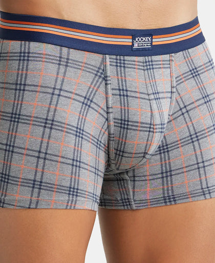 Super Combed Cotton Elastane Stretch Printed Trunk with Ultrasoft Waistband - Navy Print (Pack of 2)