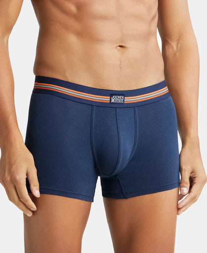 Super Combed Cotton Elastane Printed Trunk with Ultrasoft Waistband - Navy Print-3