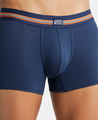 Super Combed Cotton Elastane Printed Trunk with Ultrasoft Waistband - Navy Print-8