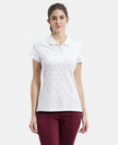 Super Combed Cotton Elastane Stretch Pique Fabric Regular Fit Printed Half Sleeve Polo T-Shirt - White Assorted Prints-1