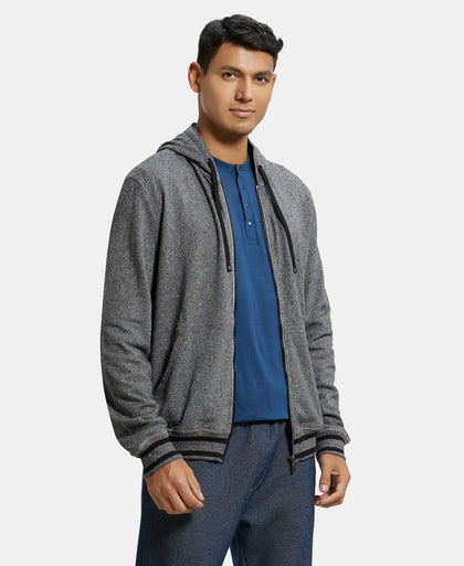 Super Combed Cotton French Terry Hoodie Jacket with Ribbed Cuffs - Black Grindle-2