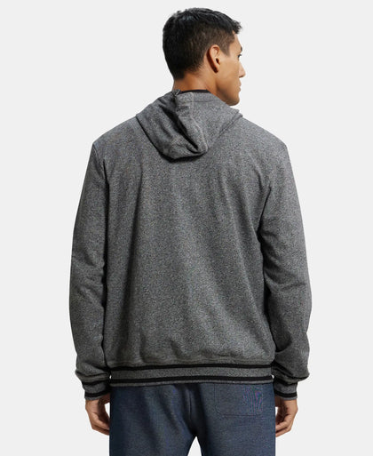 Super Combed Cotton French Terry Hoodie Jacket with Ribbed Cuffs - Black Grindle-3