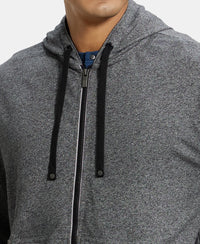 Super Combed Cotton French Terry Hoodie Jacket with Ribbed Cuffs - Black Grindle-7