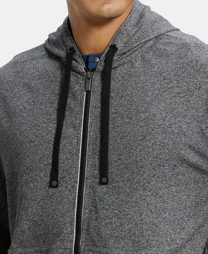 Super Combed Cotton French Terry Hoodie Jacket with Ribbed Cuffs - Black Grindle-7