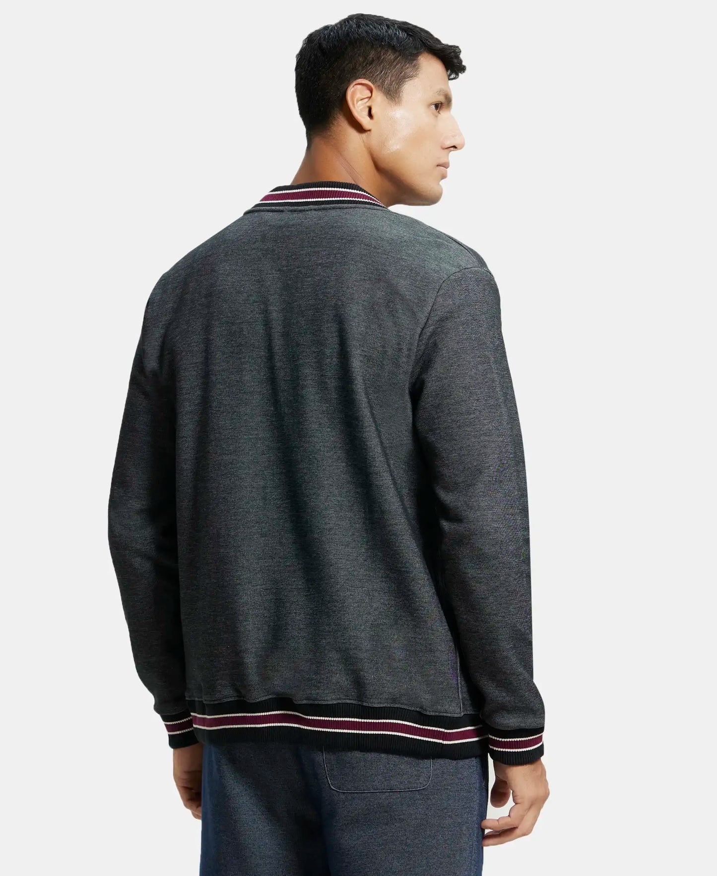 Super Combed Cotton Rich Jacket with Ribbed Cuffs - Black-3