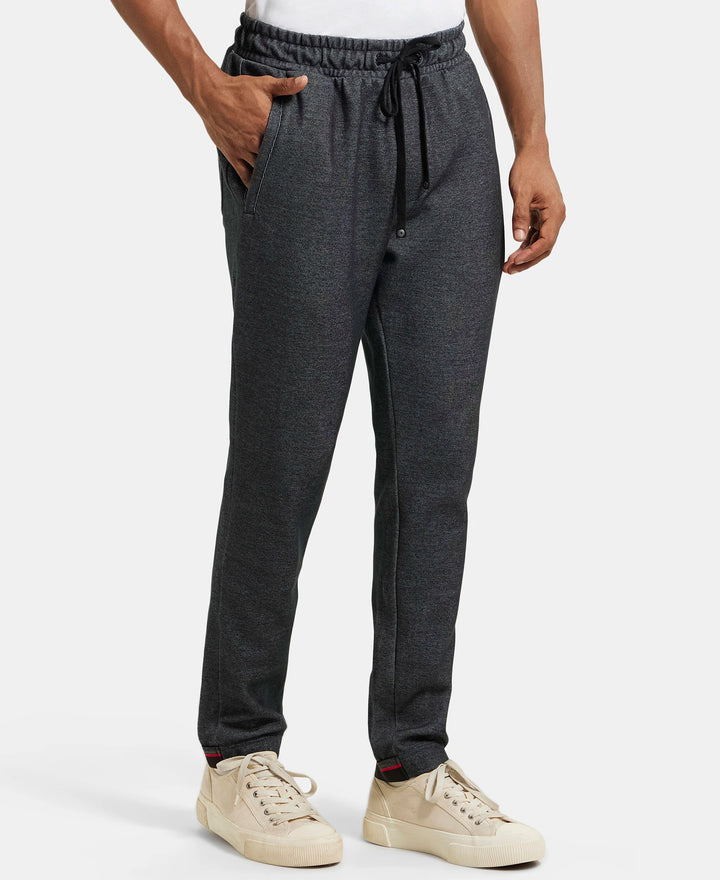 Super Combed Cotton Rich Slim Fit Jogger with Zipper Pockets - Black-2