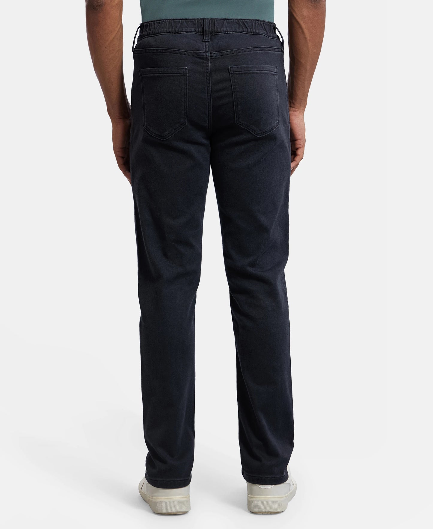 Super Combed Cotton Rich Elastane Stretch Slim Fit Leisure Jeans With 5 Pocket Styling - Black Stone-3