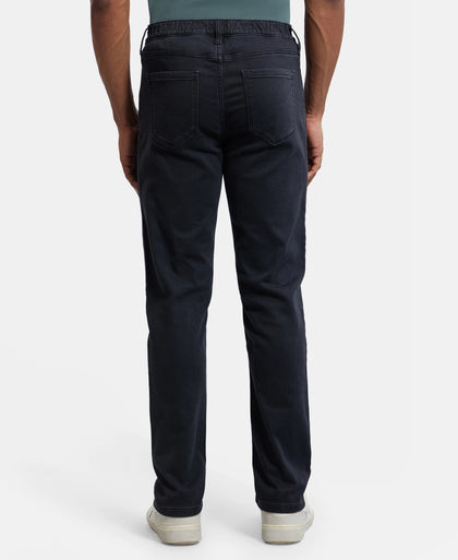 Super Combed Cotton Rich Elastane Stretch Slim Fit Leisure Jeans With 5 Pocket Styling - Black Stone-3