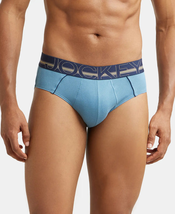 Super Combed Cotton Solid Brief with Ultrasoft Waistband - Aegean Blue-2