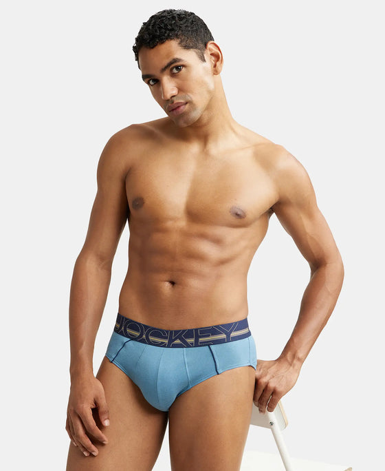 Super Combed Cotton Solid Brief with Ultrasoft Waistband - Aegean Blue-6