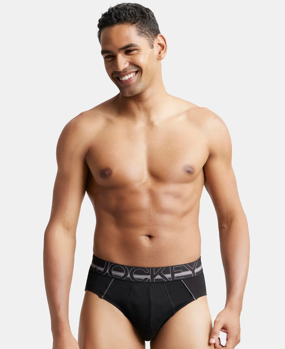 Super Combed Cotton Solid Brief with Ultrasoft Waistband - Black-5
