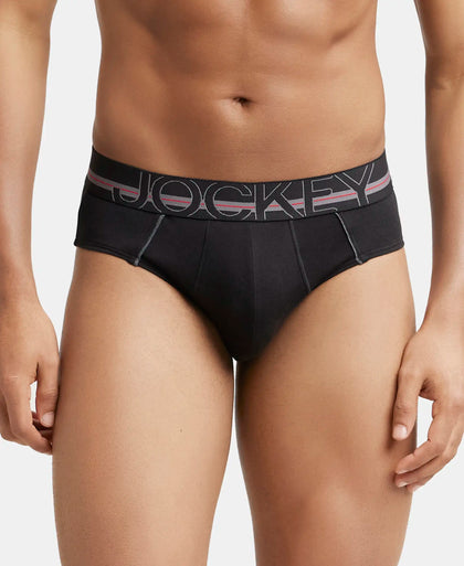 Super Combed Cotton Solid Brief with Ultrasoft Waistband - Black-2
