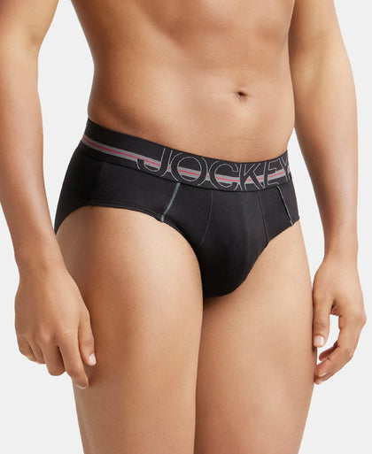Super Combed Cotton Solid Brief with Ultrasoft Waistband - Black-3