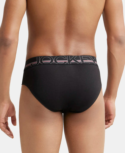 Super Combed Cotton Solid Brief with Ultrasoft Waistband - Black-4