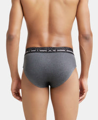 Super Combed Cotton Solid Brief with Ultrasoft Waistband - Charcoal Melange-4