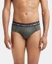 Super Combed Cotton Solid Brief with Ultrasoft Waistband - Deep Olive-1